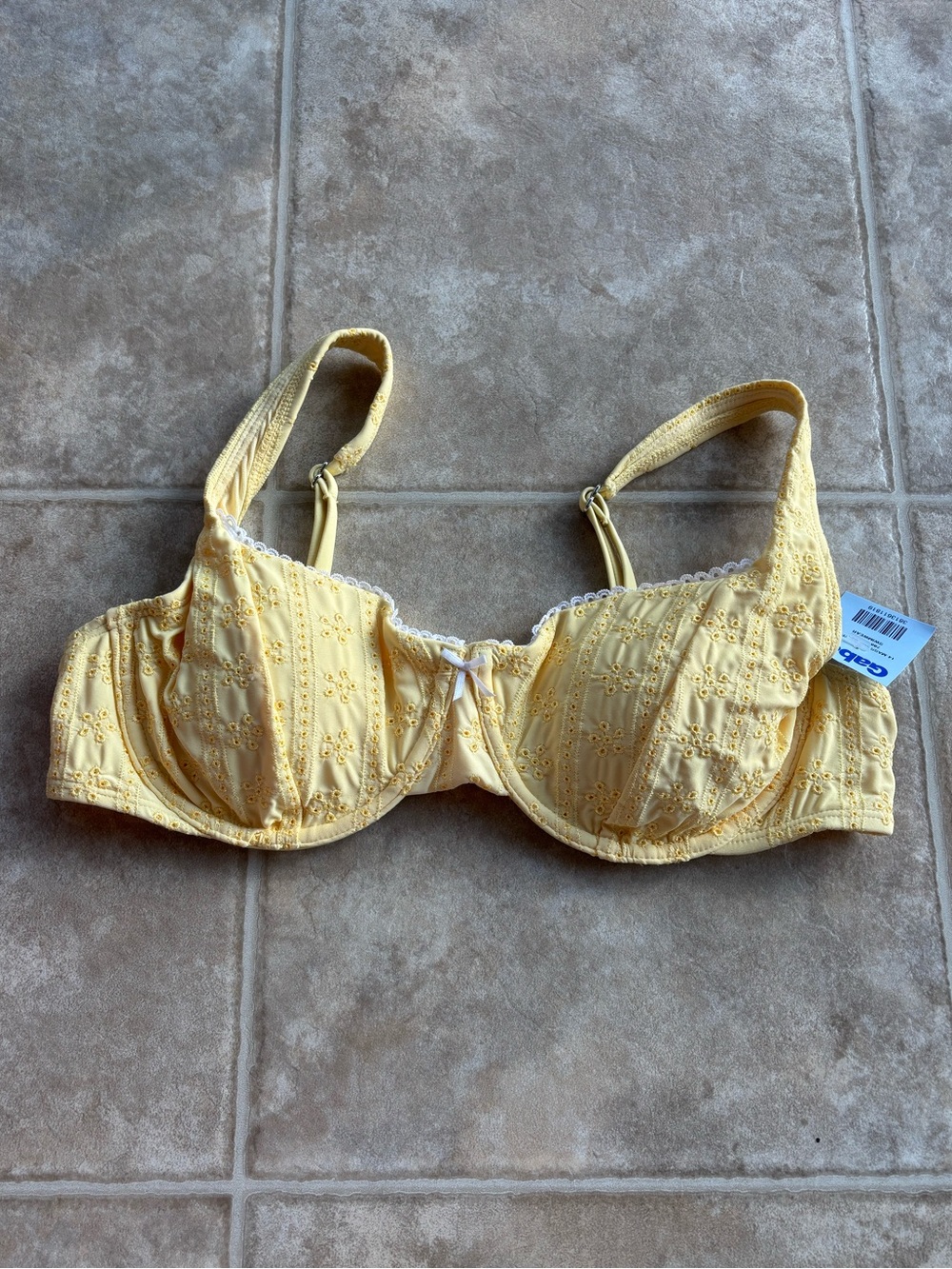 Yellow Eyelet Underwire Bikini top